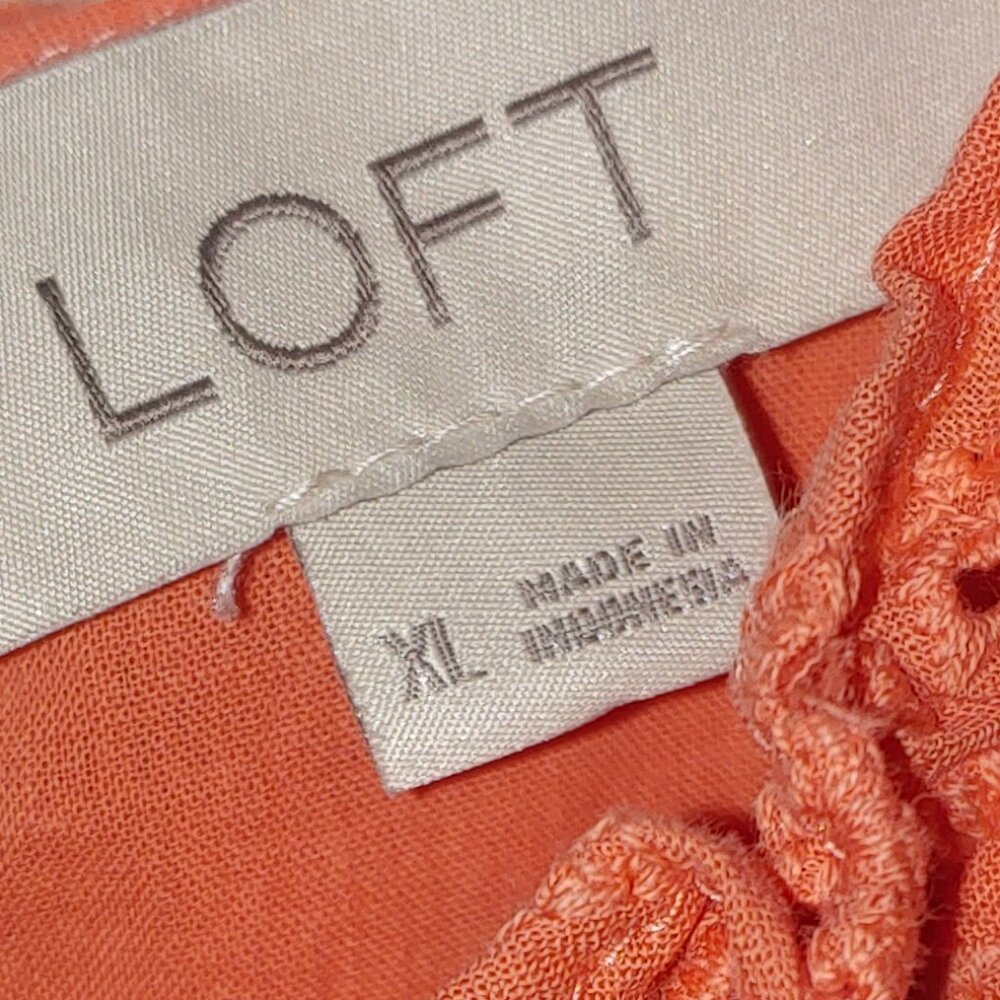 Loft Eyelet Peplum Halter Shell Blouse 100% Cotton Size XL Orange - Picture 2 of 9